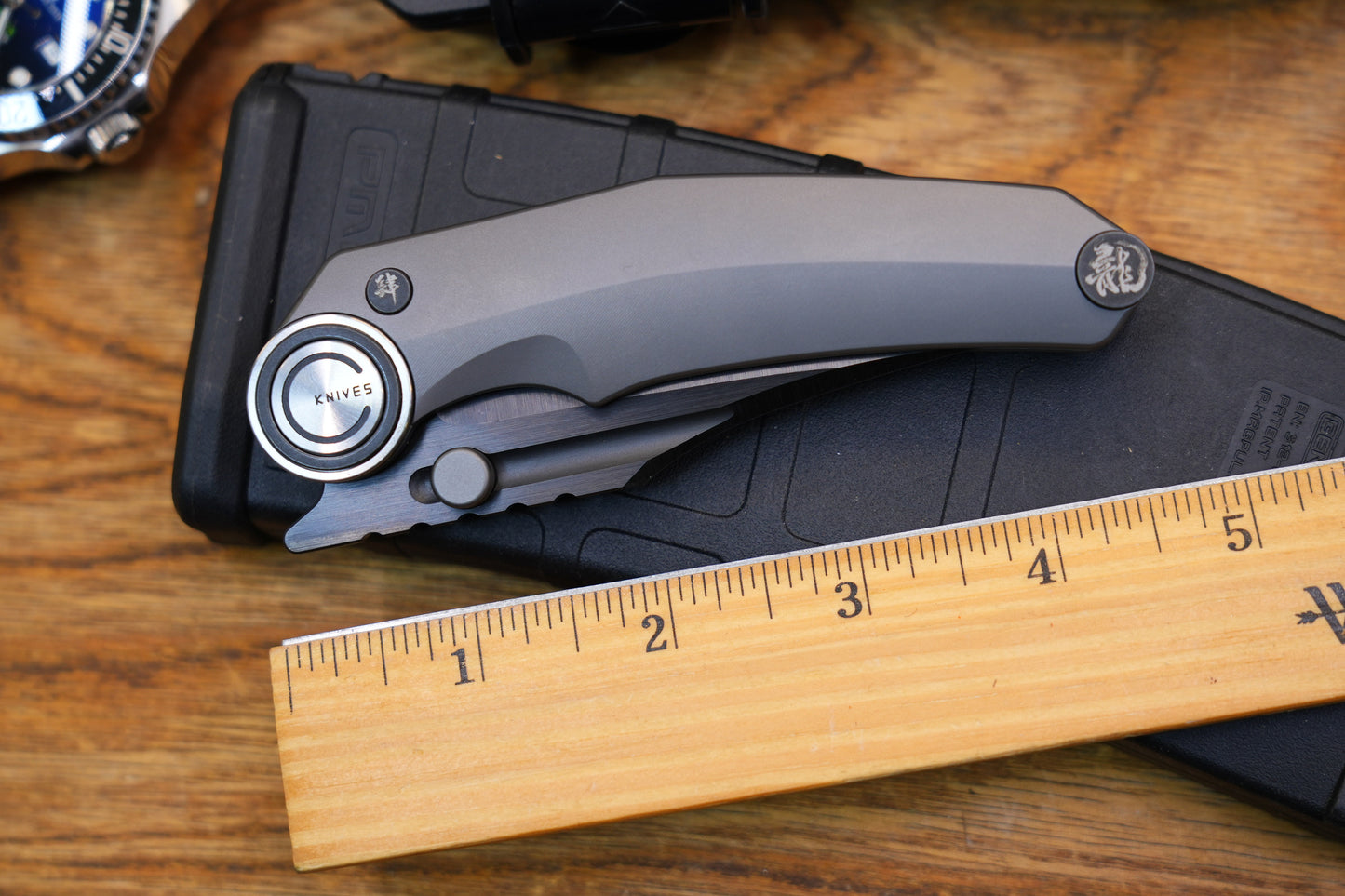 NOC Knives Premium Folding Knife M390 DLC Blade Satin Finish Titanium Handle Hand-Finished Spine