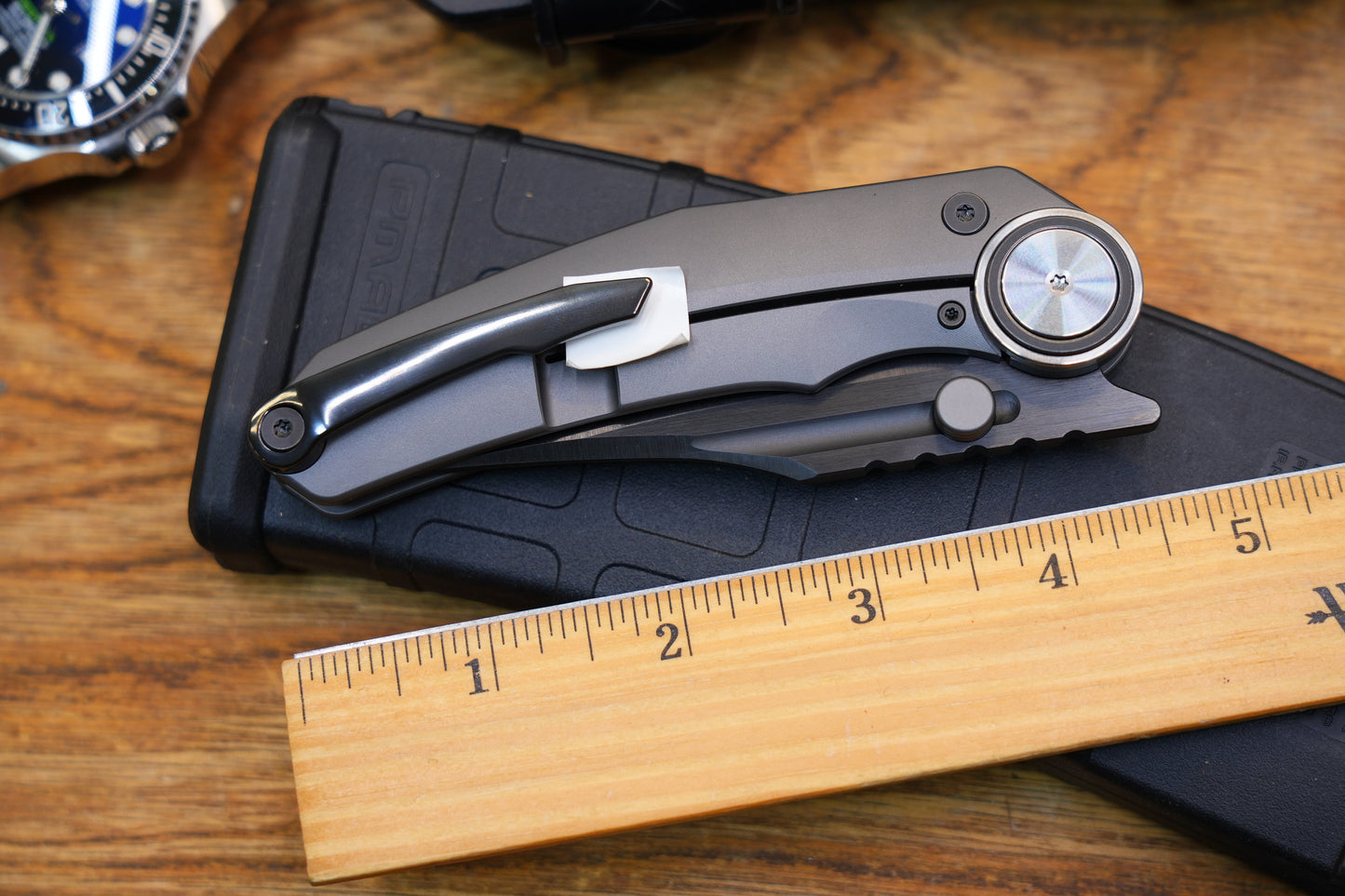 NOC Knives Premium Folding Knife M390 DLC Blade Satin Finish Titanium Handle Hand-Finished Spine