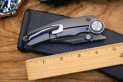 NOC Knives Premium Folding Knife M390 DLC Blade Satin Finish Titanium Handle Hand-Finished Spine