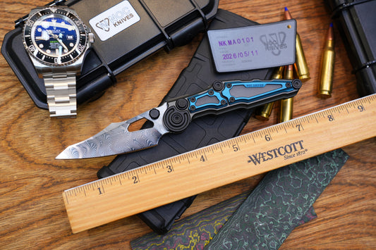 NOC MA-01 NKMA0101 Damascus NOC Knives Manual Button Lock Folding Knife 2mm Blade Aluminum PC Handle