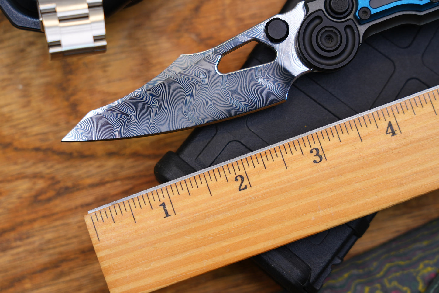 NKMA0101 Damascus NOC Knives Manual Button Lock Folding Knife 2mm Blade Aluminum PC Handle
