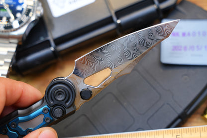 NKMA0101 Damascus NOC Knives Manual Button Lock Folding Knife 2mm Blade Aluminum PC Handle
