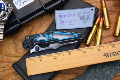 NKMA0101 Damascus NOC Knives Manual Button Lock Folding Knife 2mm Blade Aluminum PC Handle