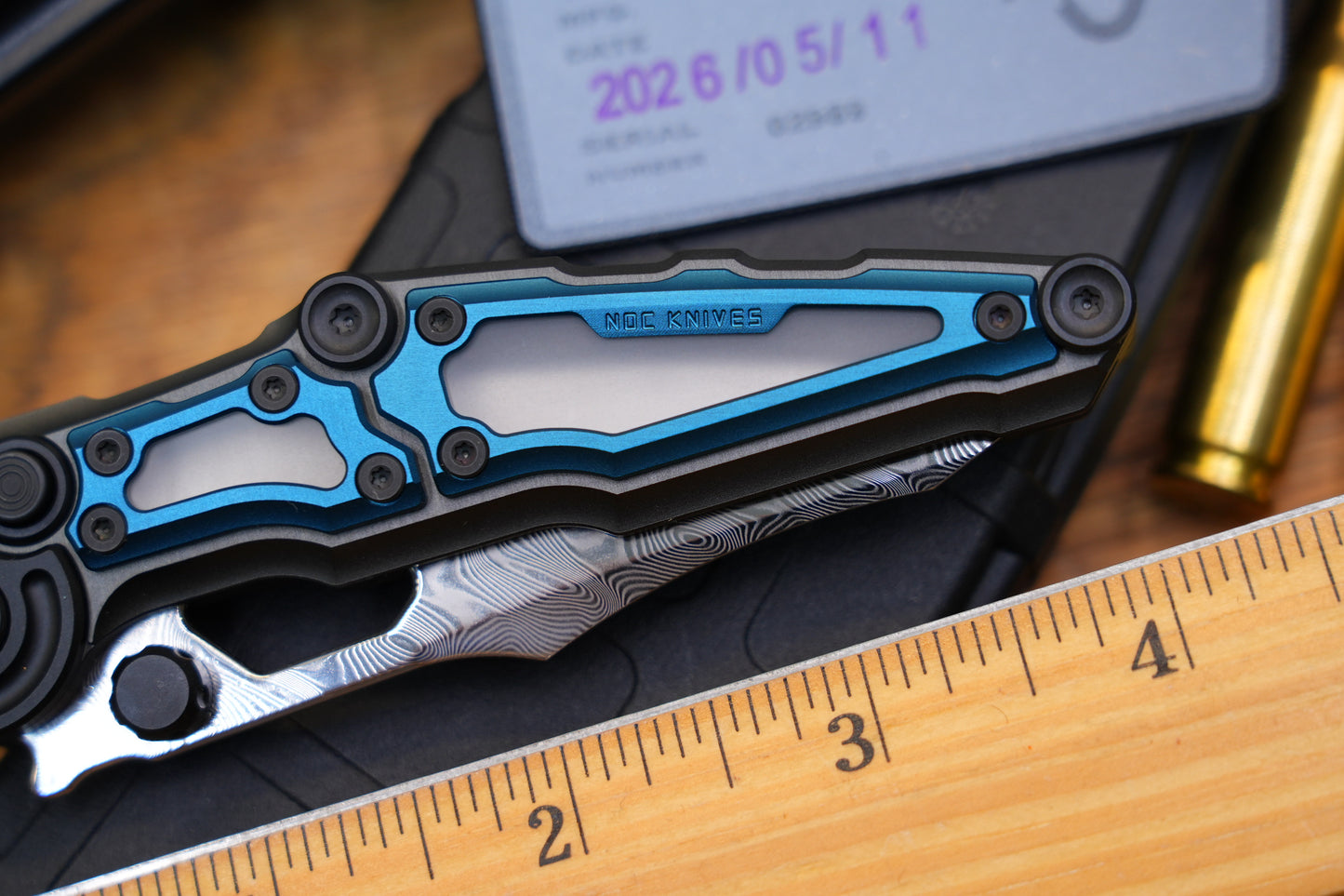 NKMA0101 Damascus NOC Knives Manual Button Lock Folding Knife 2mm Blade Aluminum PC Handle