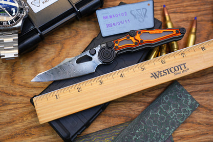 NKMA0102 Damascus NOC Knives Manual Button Lock Folding Knife 2mm Blade Aluminum PC Handle