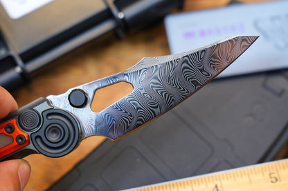 NKMA0102 Damascus NOC Knives Manual Button Lock Folding Knife 2mm Blade Aluminum PC Handle