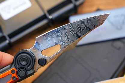 NKMA0102 Damascus NOC Knives Manual Button Lock Folding Knife 2mm Blade Aluminum PC Handle