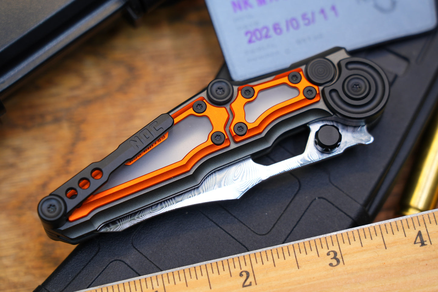 NKMA0102 Damascus NOC Knives Manual Button Lock Folding Knife 2mm Blade Aluminum PC Handle