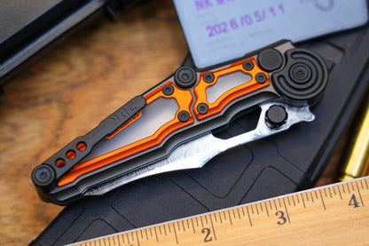 NKMA0102 Damascus NOC Knives Manual Button Lock Folding Knife 2mm Blade Aluminum PC Handle