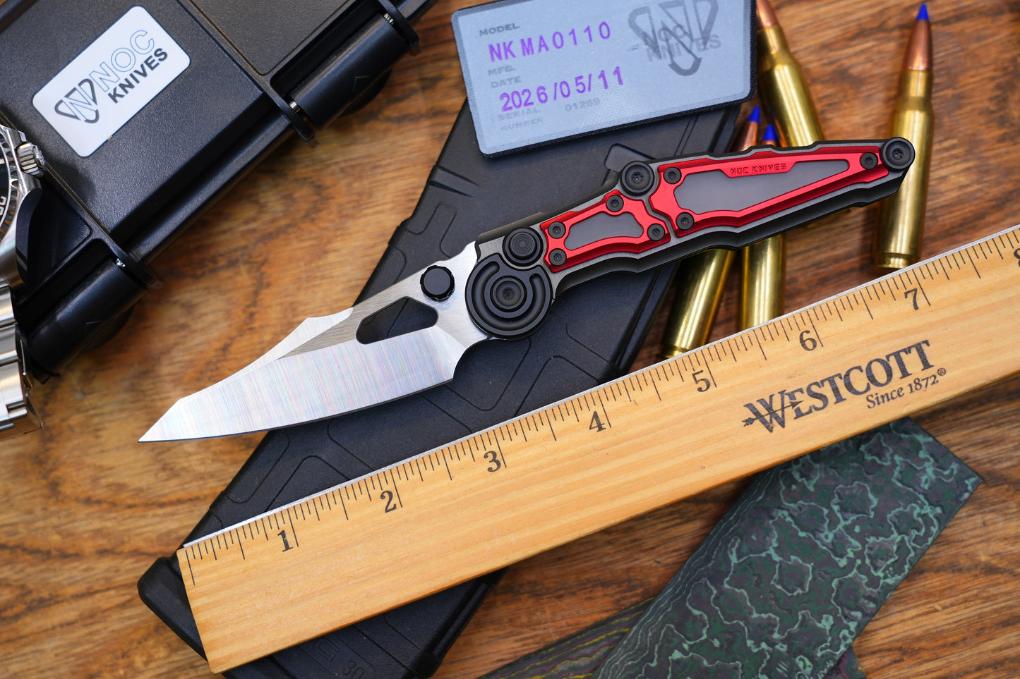 NKMA0110 M390 NOC Knives Manual Button Lock Folding Knife 2mm Blade Aluminum PC Handle