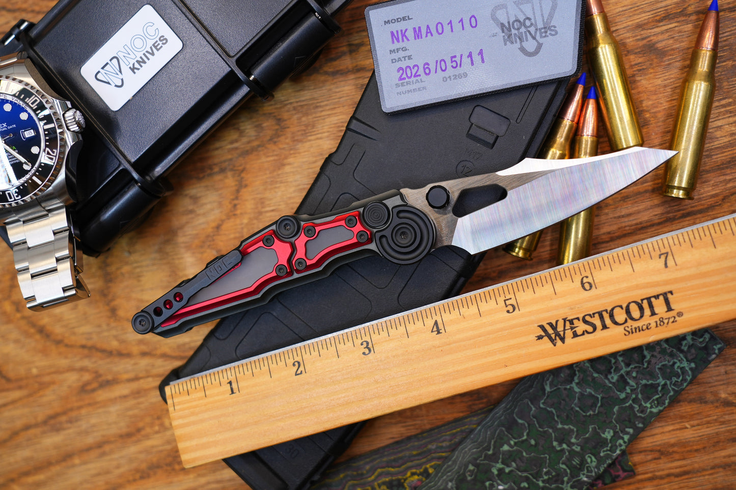 NKMA0110 M390 NOC Knives Manual Button Lock Folding Knife 2mm Blade Aluminum PC Handle