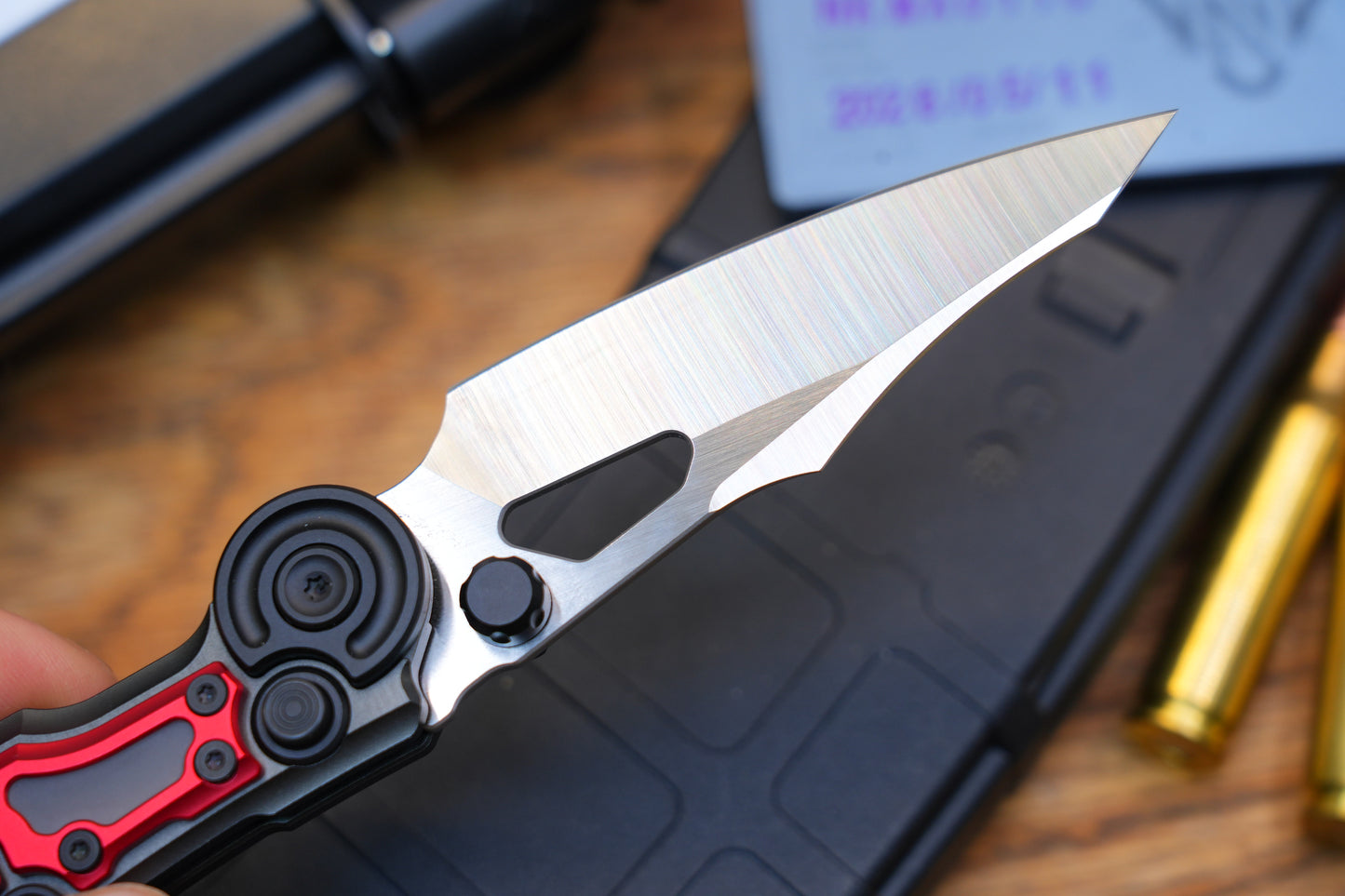 NKMA0110 M390 NOC Knives Manual Button Lock Folding Knife 2mm Blade Aluminum PC Handle