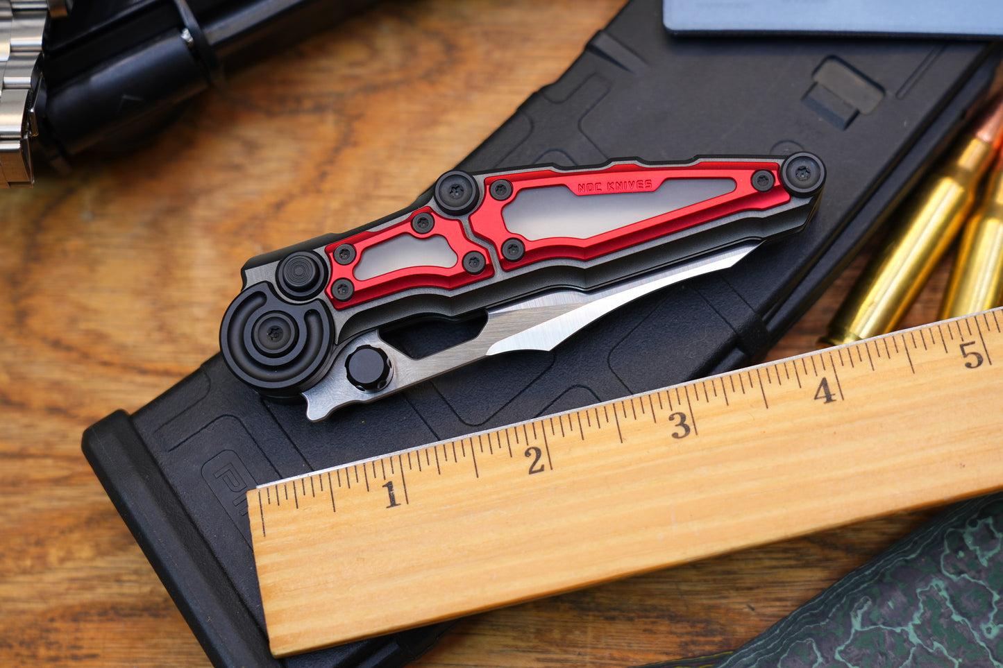 NKMA0110 M390 NOC Knives Manual Button Lock Folding Knife 2mm Blade Aluminum PC Handle