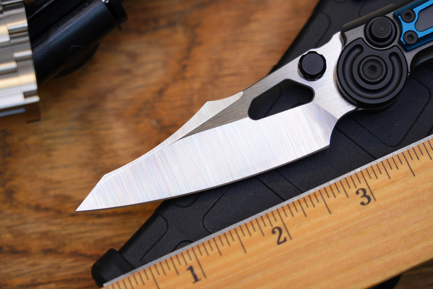 NKMA0106 M390 NOC Knives Manual Button Lock Folding Knife 2mm Blade Aluminum PC Handle
