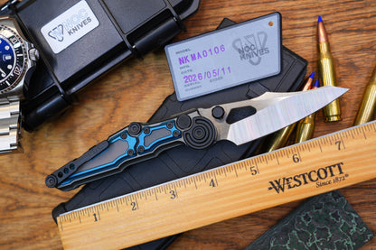 NKMA0106 M390 NOC Knives Manual Button Lock Folding Knife 2mm Blade Aluminum PC Handle