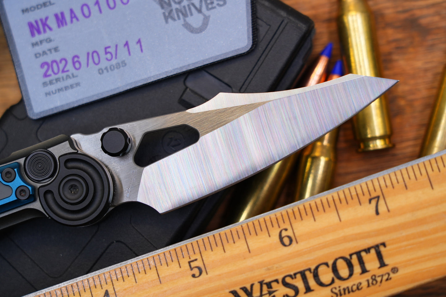 NKMA0106 M390 NOC Knives Manual Button Lock Folding Knife 2mm Blade Aluminum PC Handle