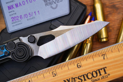 NKMA0106 M390 NOC Knives Manual Button Lock Folding Knife 2mm Blade Aluminum PC Handle