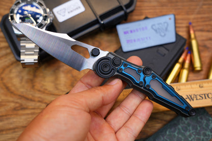 NKMA0106 M390 NOC Knives Manual Button Lock Folding Knife 2mm Blade Aluminum PC Handle