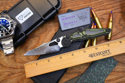 NKMA0104 Damascus NOC Knives Manual Button Lock Folding Knife 2mm Blade Aluminum PC Handle