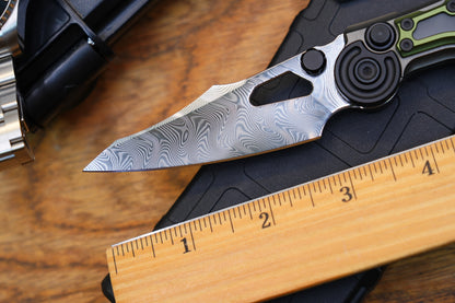 NKMA0104 Damascus NOC Knives Manual Button Lock Folding Knife 2mm Blade Aluminum PC Handle