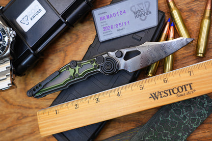 NKMA0104 Damascus NOC Knives Manual Button Lock Folding Knife 2mm Blade Aluminum PC Handle