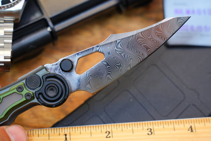 NKMA0104 Damascus NOC Knives Manual Button Lock Folding Knife 2mm Blade Aluminum PC Handle