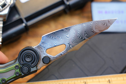 NKMA0104 Damascus NOC Knives Manual Button Lock Folding Knife 2mm Blade Aluminum PC Handle