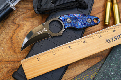 North Mountain Blade Nemoto Claw Fixed Blade Knife Zirconium-Titanium Damascus 2.19" ZDP-189 DLC Blade,  Kydex Sheath