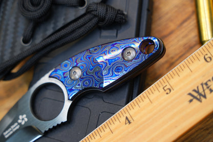 North Mountain Blade Nemoto Claw Fixed Blade Knife Zirconium-Titanium Damascus 2.19" ZDP-189 DLC Blade,  Kydex Sheath