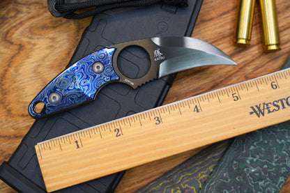 North Mountain Blade Nemoto Claw Fixed Blade Knife Zirconium-Titanium Damascus 2.19" ZDP-189 DLC Blade,  Kydex Sheath