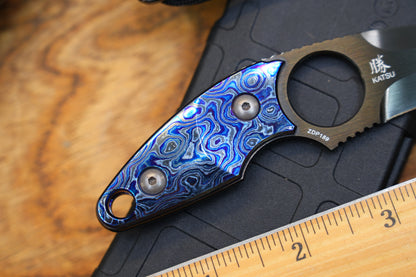 North Mountain Blade Nemoto Claw Fixed Blade Knife Zirconium-Titanium Damascus 2.19" ZDP-189 DLC Blade,  Kydex Sheath