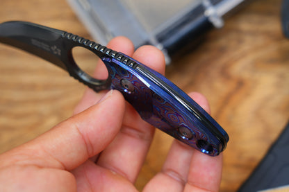 North Mountain Blade Nemoto Claw Fixed Blade Knife Zirconium-Titanium Damascus 2.19" ZDP-189 DLC Blade,  Kydex Sheath
