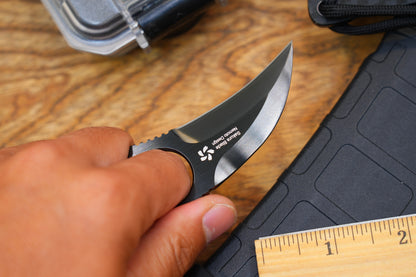 North Mountain Blade Nemoto Claw Fixed Blade Knife Zirconium-Titanium Damascus 2.19" ZDP-189 DLC Blade,  Kydex Sheath