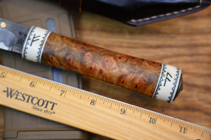 North Mountain Blade Handcrafted Saxon Knife – W2 Hamon Blade with Copper Inlay