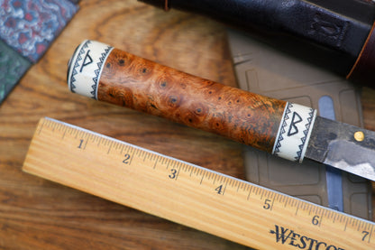 North Mountain Blade Handcrafted Saxon Knife – W2 Hamon Blade with Copper Inlay