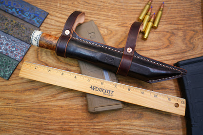 North Mountain Blade Handcrafted Saxon Knife – W2 Hamon Blade with Copper Inlay