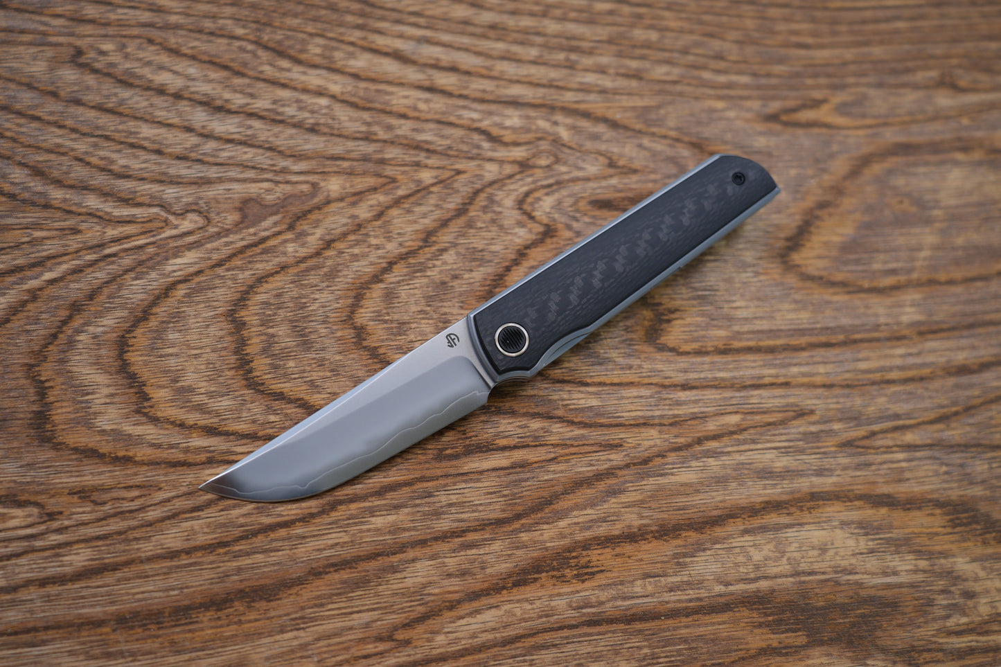 MAXACE knife heron Titanium handle with carbon fiber inlay