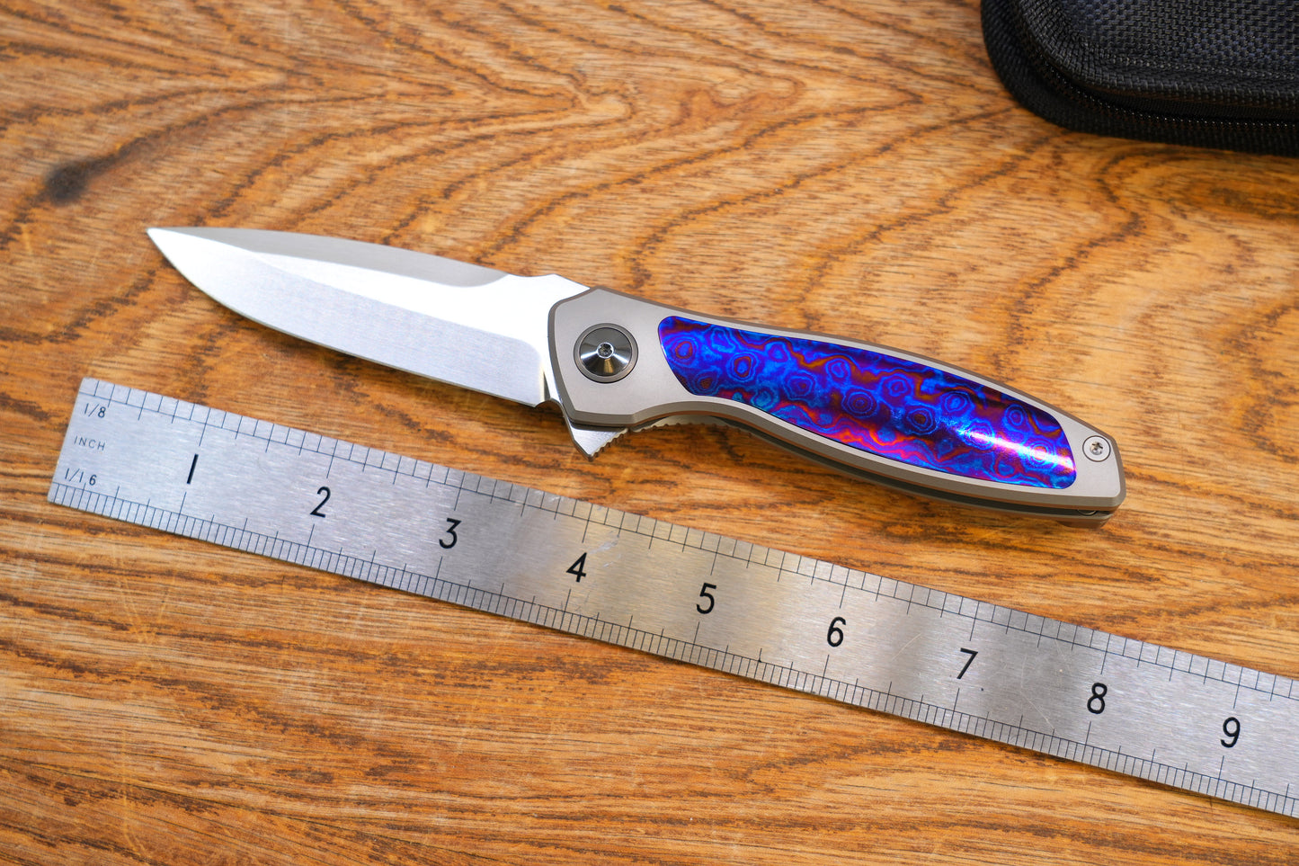 Maxace Perseus Folding Knife Grey Titanium Handle Timascus Inlay Magnacut Steel Blade