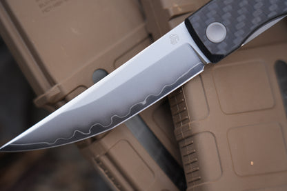 KAIKEN 2502-CF 3K Carbon Fiber +Black G10 Classic Japanese style tactical folding knife