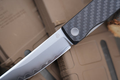 KAIKEN 2502-CF 3K Carbon Fiber +Black G10 Classic Japanese style tactical folding knife