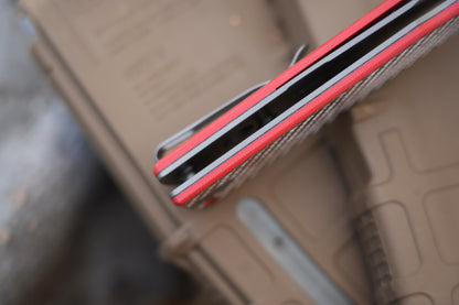 KAIKEN 2502-CFRD Silver Carbon Fiber + Red G10 Classic Japanese style tactical folding knife