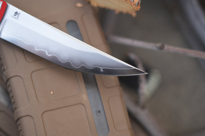 KAIKEN 2502-CFRD Silver Carbon Fiber + Red G10 Classic Japanese style tactical folding knife