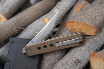 KAIKEN 2502-BR Aluminum Bronze Classic Japanese style tactical folding knife