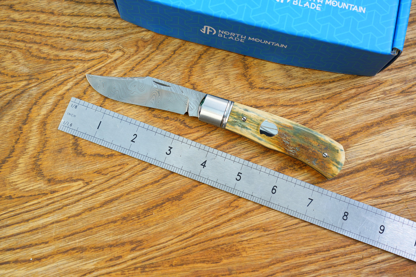 【Lanny】Damasteel blade Steel Frame Mammoth Tusk Handle Non-locking