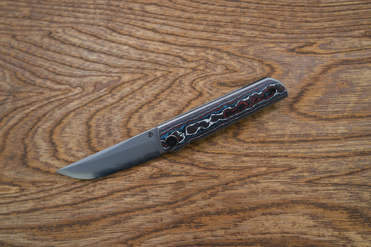 Cuchillo táctico tradicional japonés clásico de acero SLD con fibra de carbono y cerámica Kwaiken