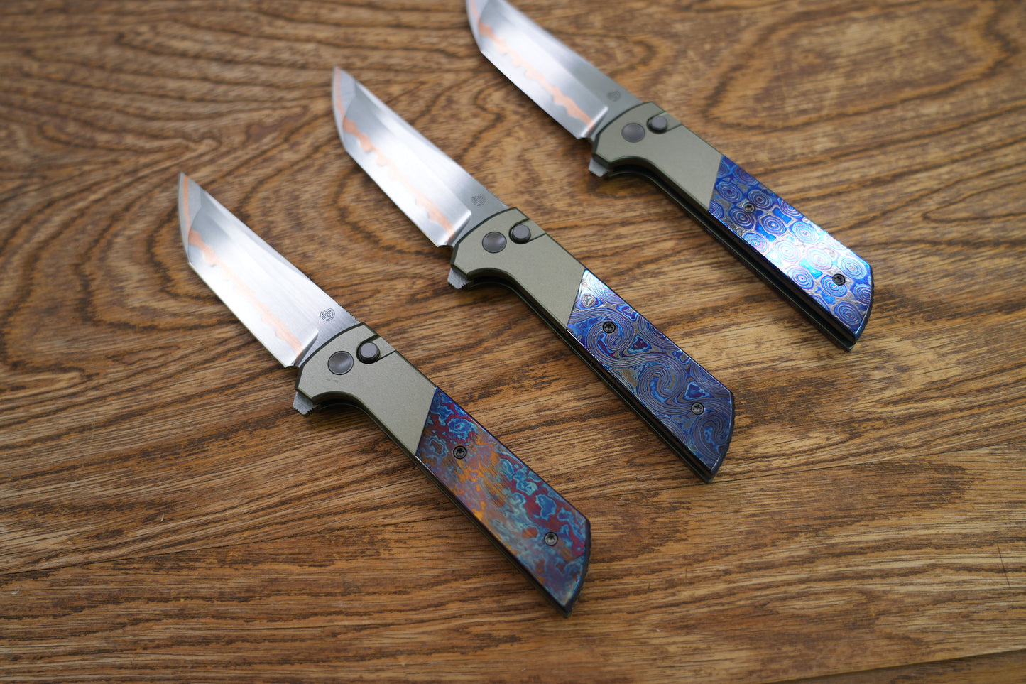 Chop 2 Titanium Damascus handle copper SLD Magic blade Tanto