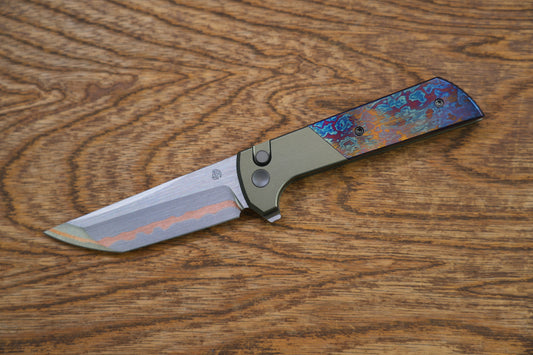 Chop 2 Titanium Damascus handle copper SLD Magic blade Tanto