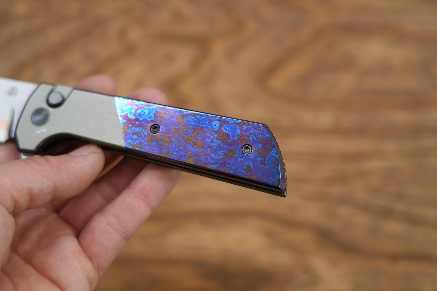 Chop 2 Titanium Damascus handle copper SLD Magic blade Tanto