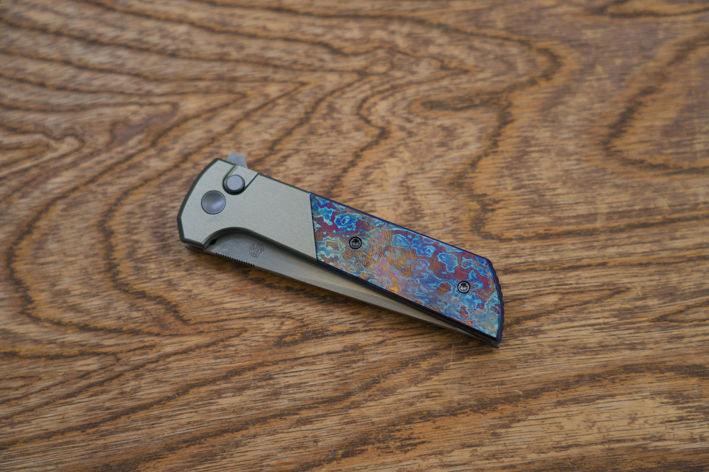 Chop 2 Titanium Damascus handle copper SLD Magic blade Tanto