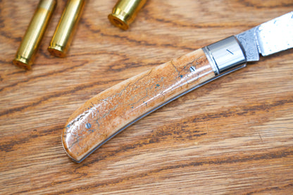 1 Lanny custom handmade Damascus mammoth tusk legal non-locking pocket knife